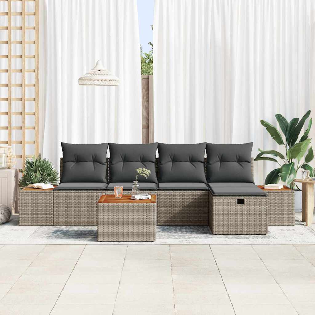 vidaXL Zestaw Sof na Ogród 6 szt. Szary polirattan