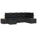 vidaXL Zestaw Sof na Ogród z poduszką 6 pcs Czarny polirattan