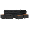 vidaXL Zestaw Sof na Ogród z poduszką 7 pcs Czarny polirattan