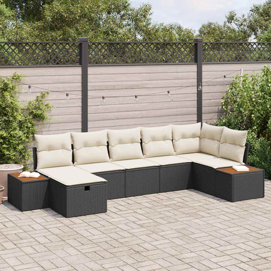 vidaXL Zestaw Sof na Ogród z poduszką 8 pcs Czarny polirattan