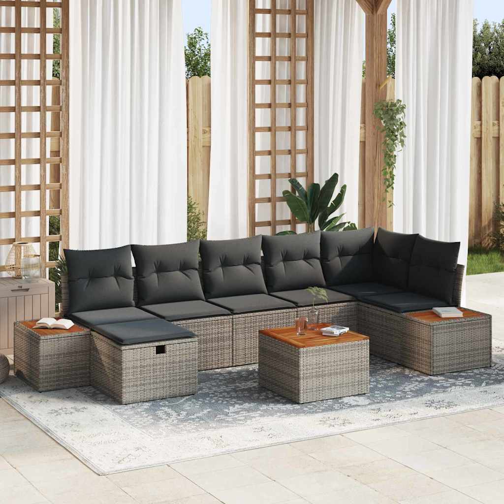 vidaXL Zestaw Sof na Ogród 8 szt. Szary polirattan
