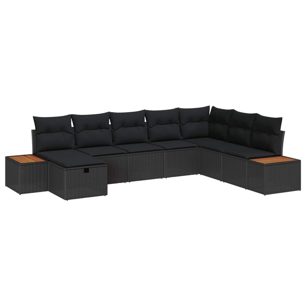 vidaXL Zestaw Sof na Ogród z poduszką 8 pcs Czarny polirattan