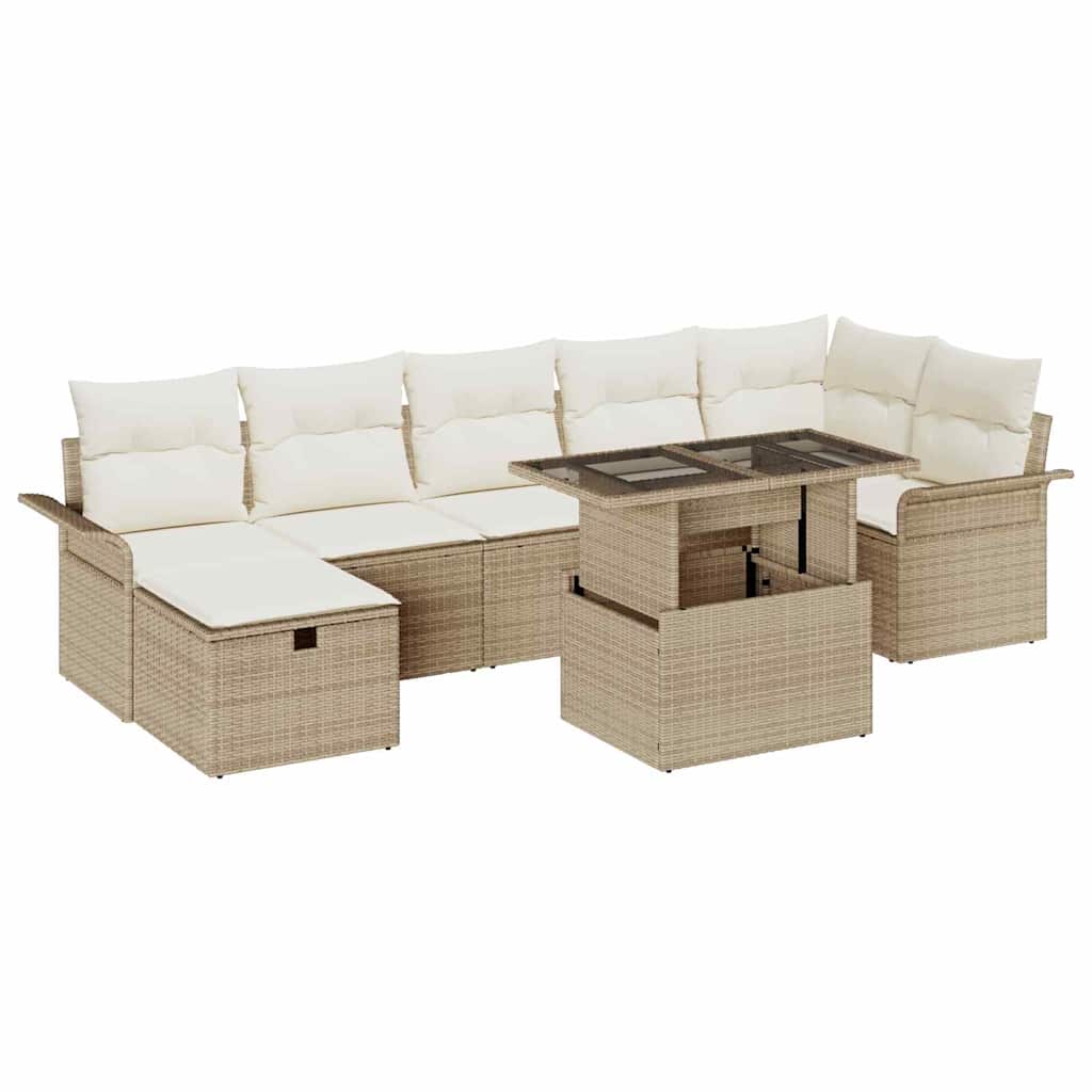 vidaXL Zestaw Sof na Ogród z poduszką 8 pcs Beżowy Polirattan