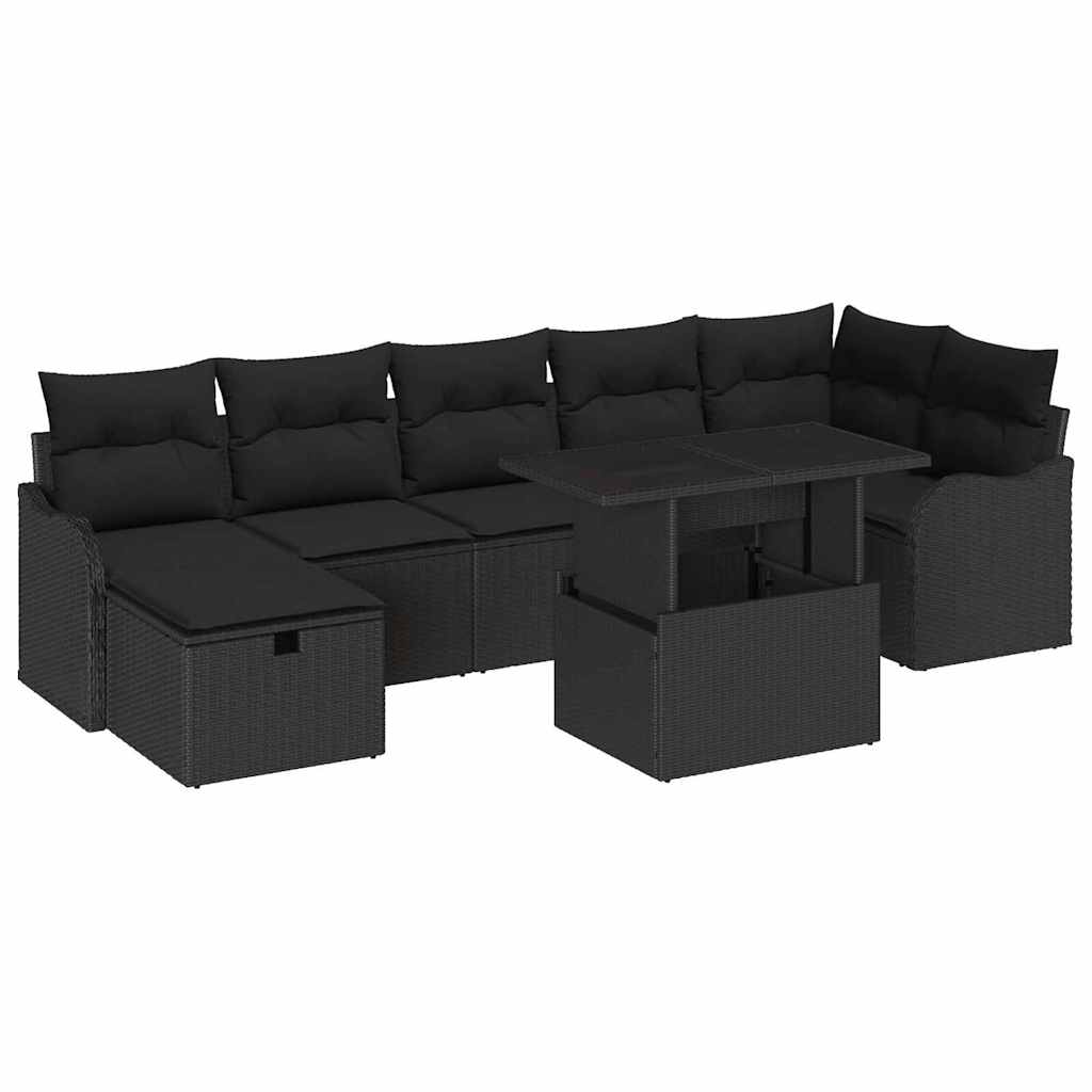 vidaXL Zestaw Sof na Ogród z poduszką 8 pcs Czarny Polirattan