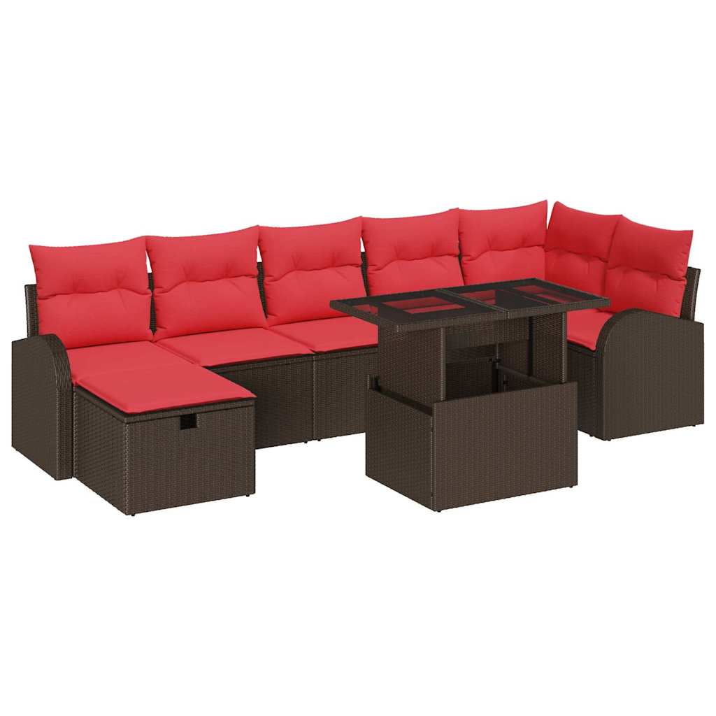 vidaXL Zestaw Sof na Ogród z poduszką 8 pcs Brązowy Polirattan