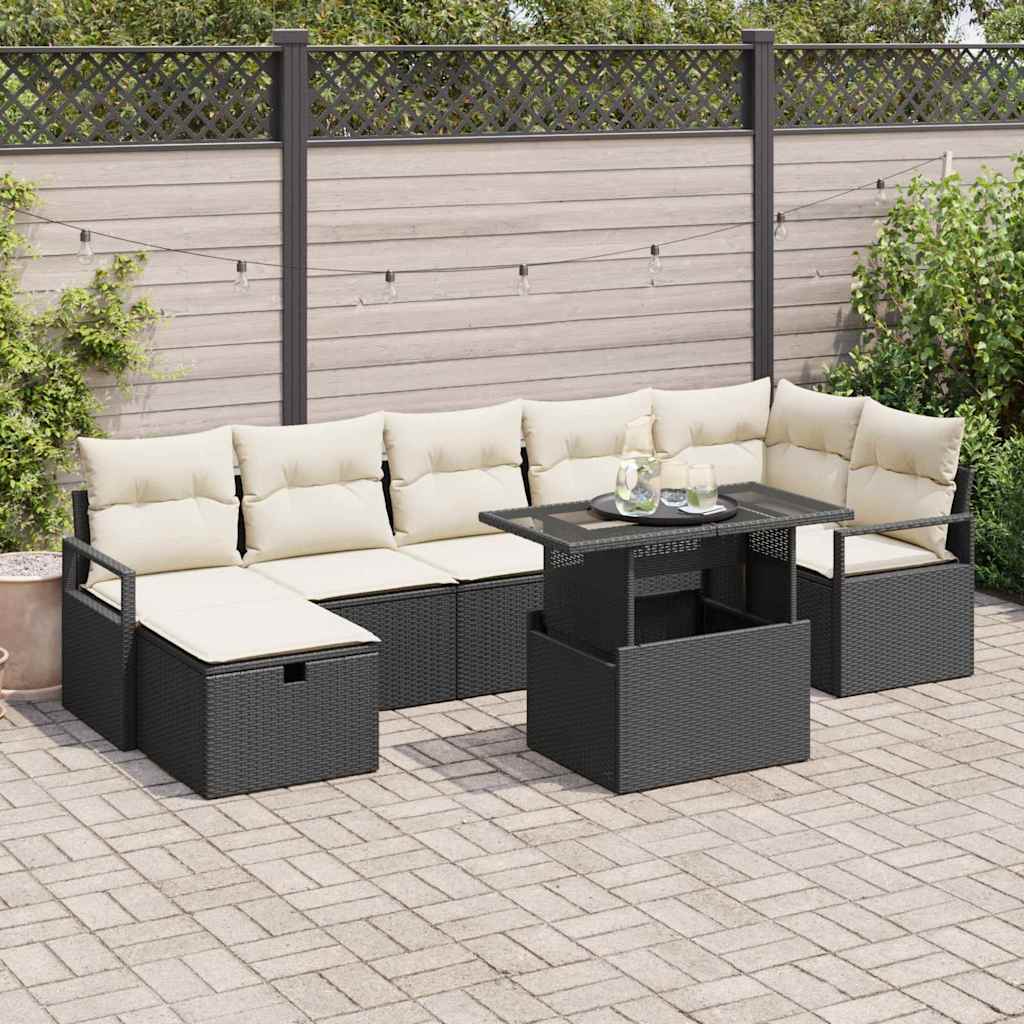 vidaXL Zestaw Sof na Ogród z poduszką 8 pcs Czarny Polirattan
