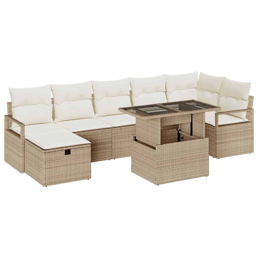 vidaXL Zestaw Sof na Ogród z poduszką 8 pcs Beżowy Polirattan