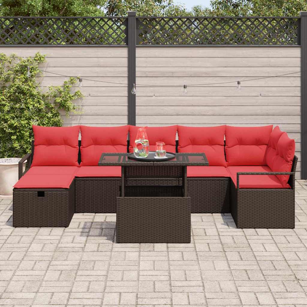 vidaXL Zestaw Sof na Ogród z poduszką 8 pcs Brązowy Polirattan