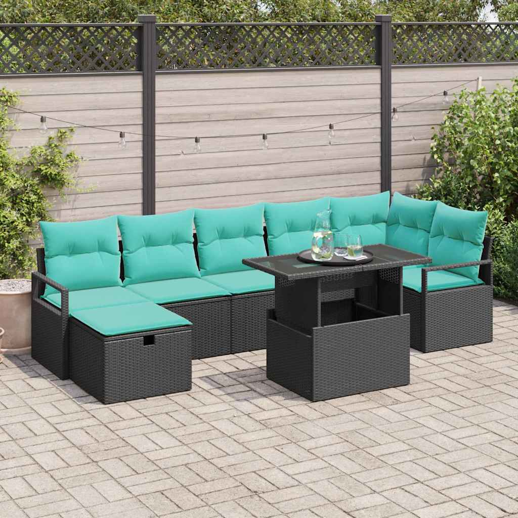 vidaXL Zestaw Sof na Ogród z poduszką 8 pcs Czarny Polirattan