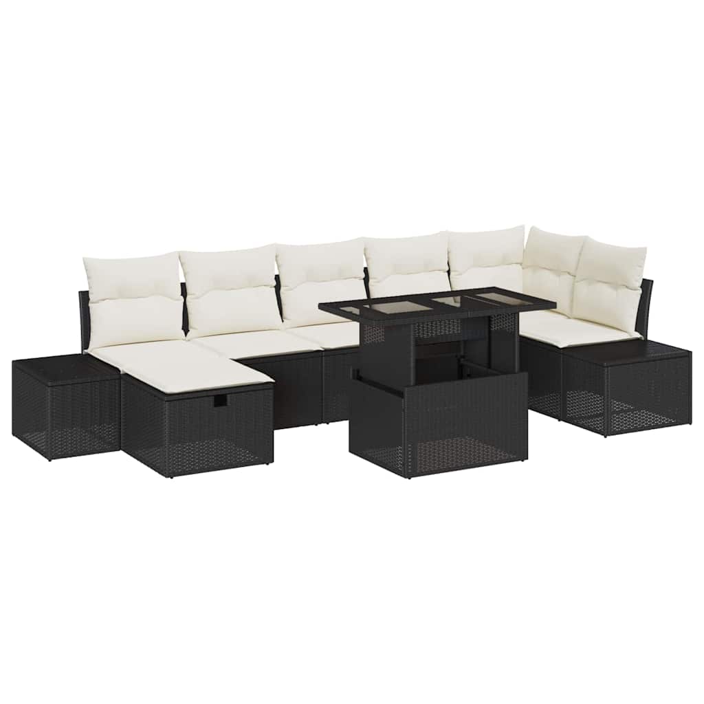 vidaXL Zestaw Sof na Ogród z poduszką 8 pcs Czarny Polirattan