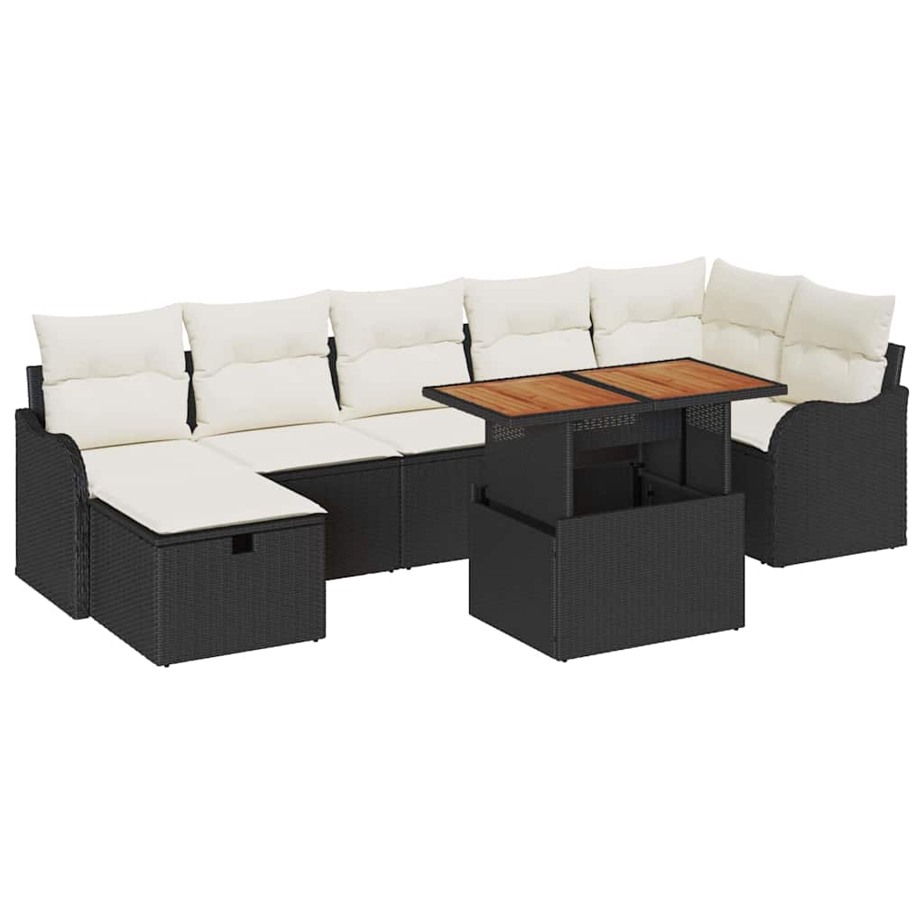 vidaXL Zestaw Sof na Ogród z poduszką 8 pcs Czarny polirattan