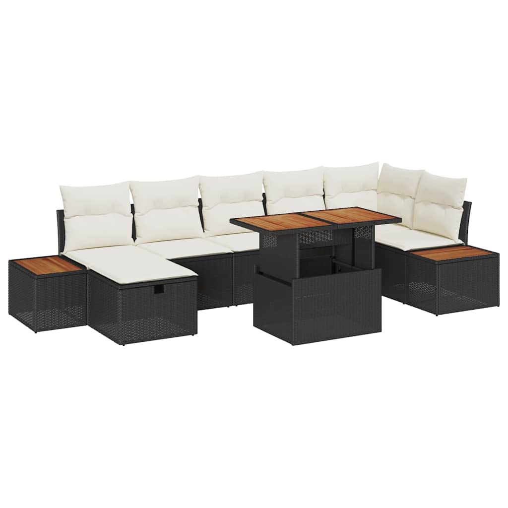vidaXL Zestaw Sof na Ogród z poduszką 8 pcs Czarny polirattan