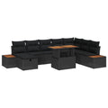vidaXL Zestaw Sof na Ogród z poduszką 9 pcs Czarny polirattan