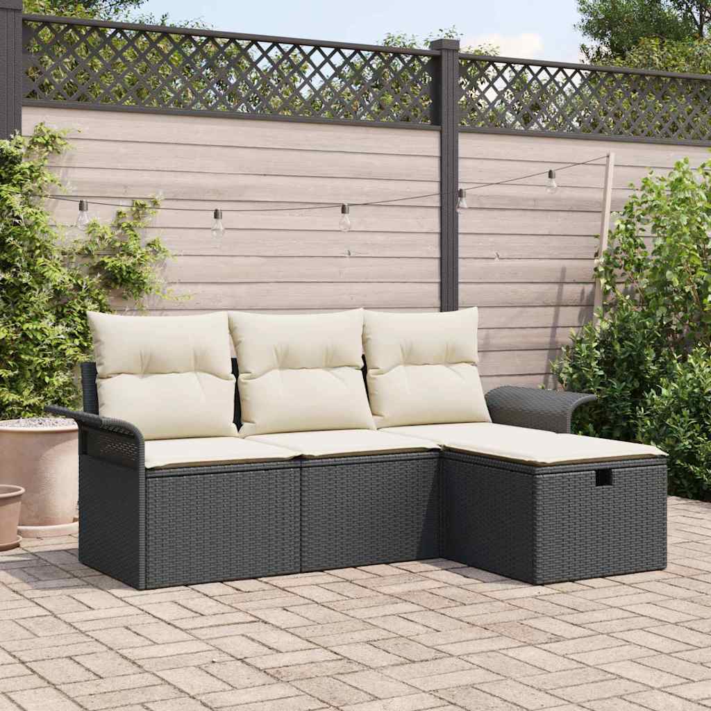 vidaXL Zestaw Sof na Ogród z poduszką 4 pcs Polirattan
