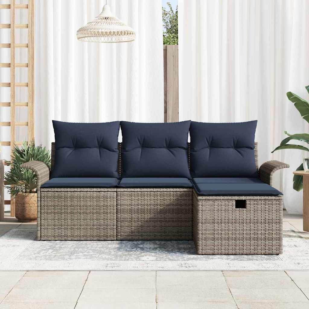 vidaXL Zestaw Sof na Ogród z poduszką 4 pcs Polirattan