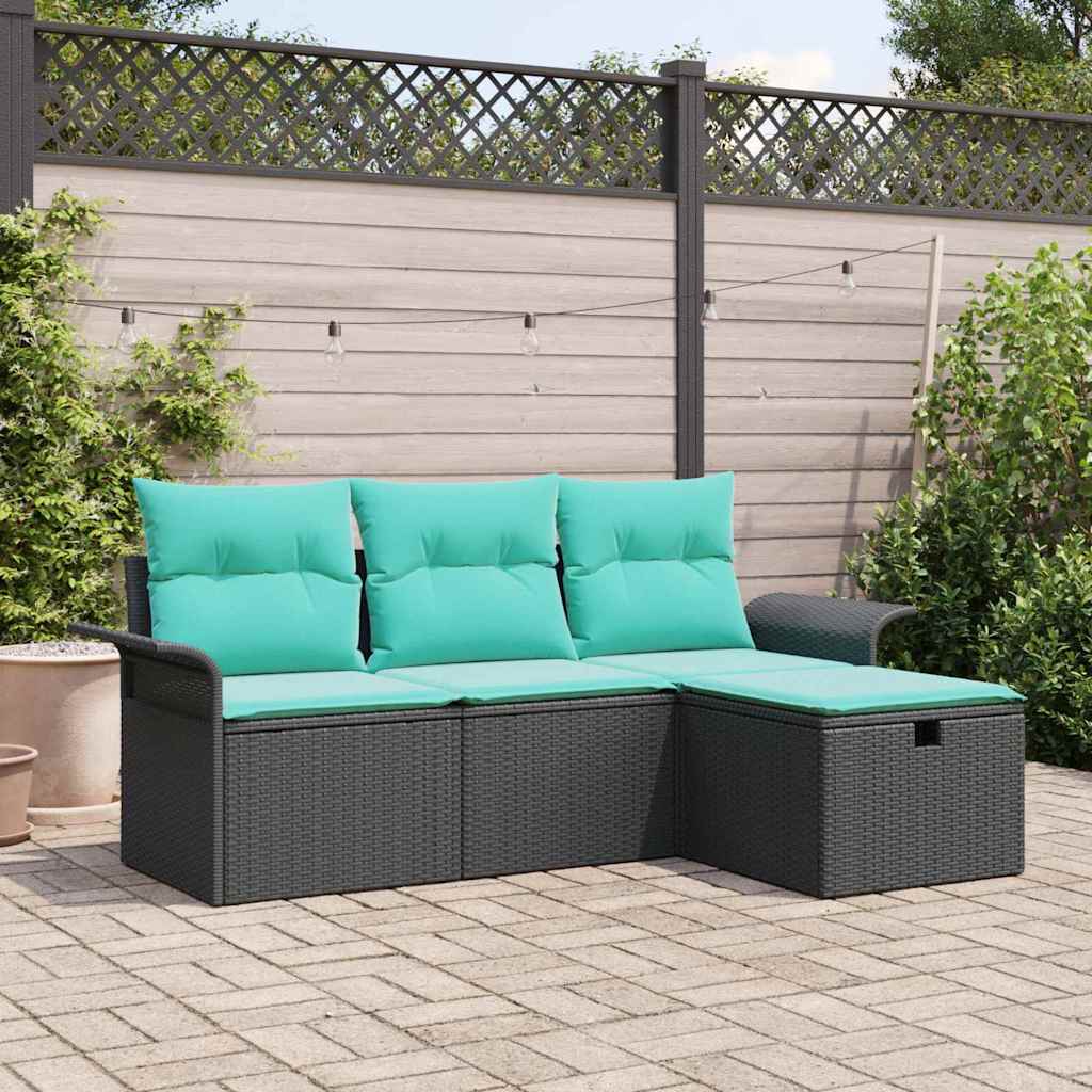 vidaXL Zestaw Sof na Ogród z poduszką 4 pcs Polirattan