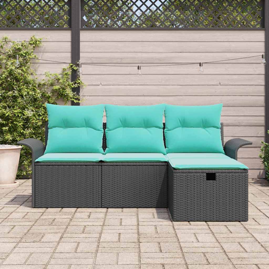 vidaXL Zestaw Sof na Ogród z poduszką 4 pcs Polirattan