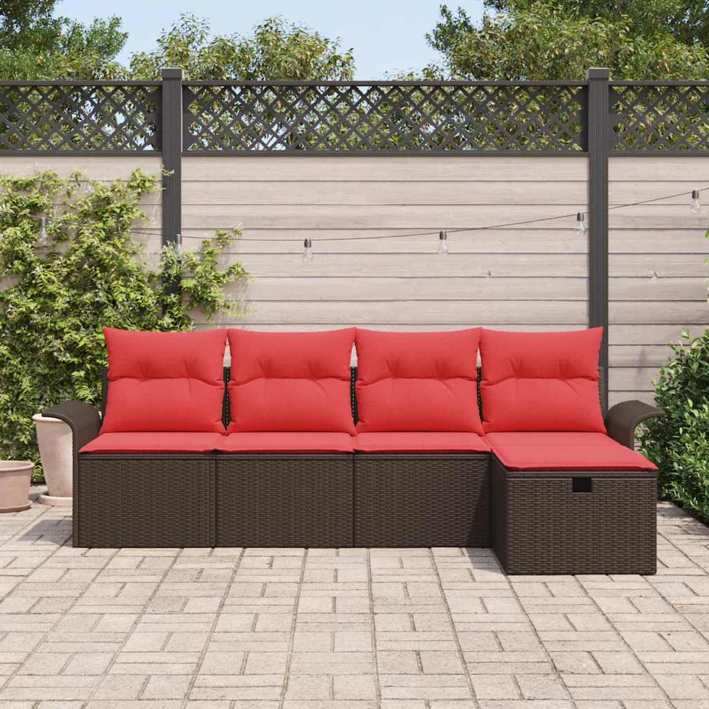 vidaXL Zestaw Sof na Ogród z poduszką 5 pcs Polirattan