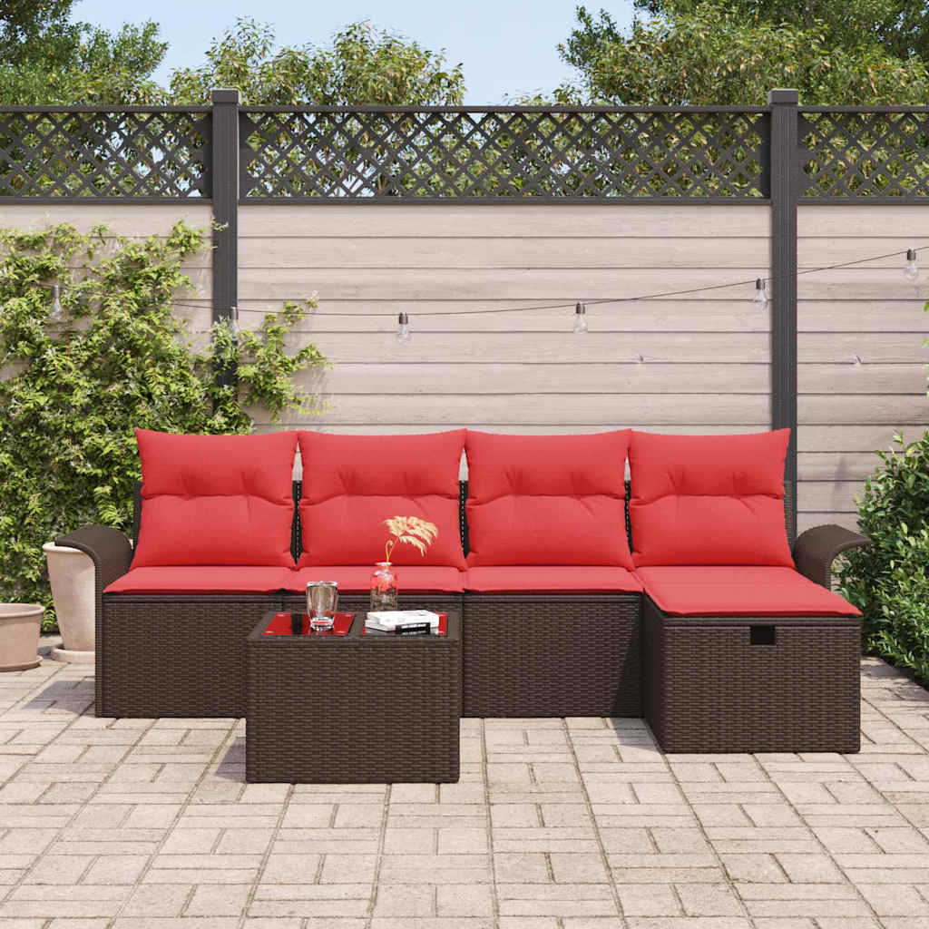 vidaXL Zestaw Sof na Ogród z poduszką 6 pcs Polirattan