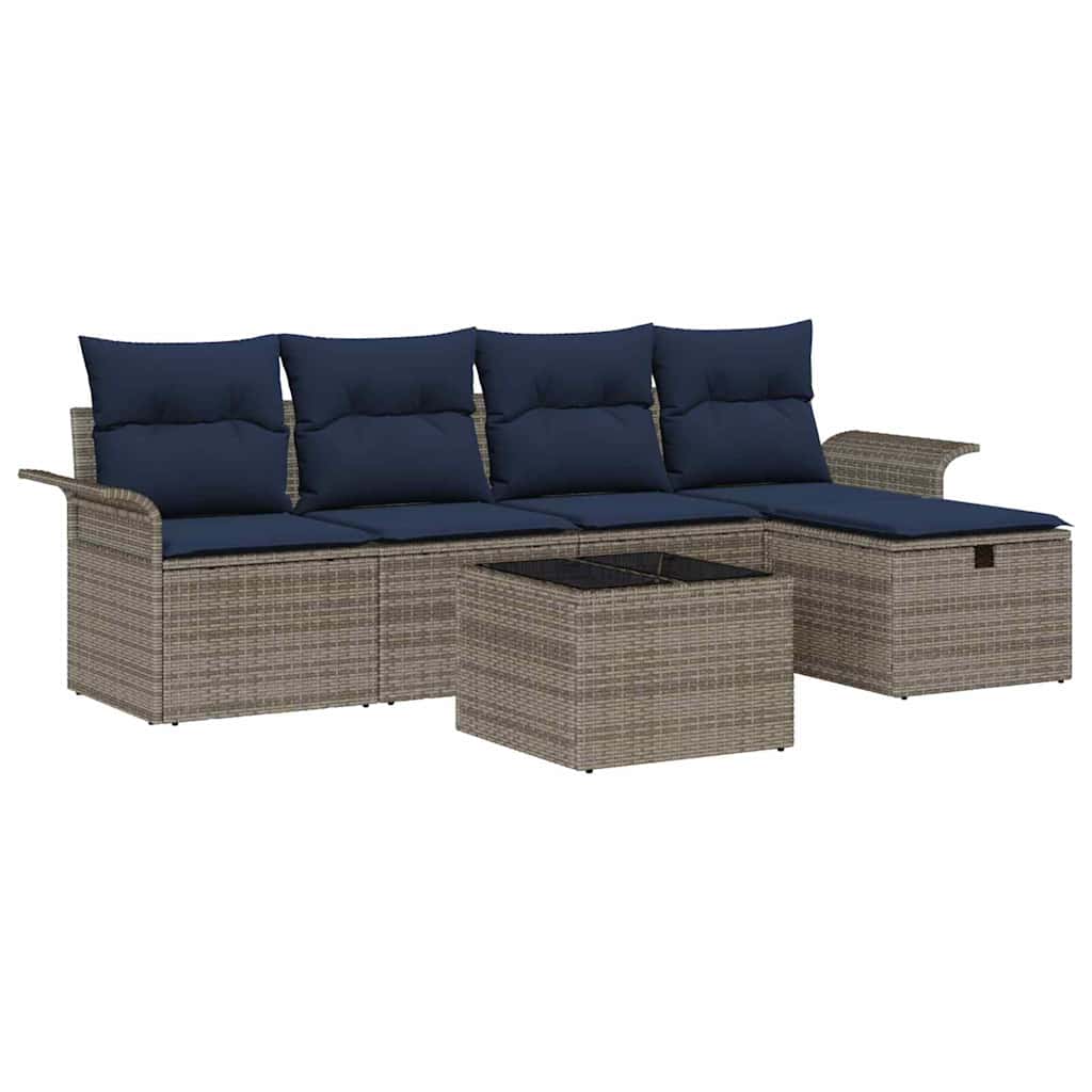 vidaXL Zestaw Sof na Ogród z poduszką 6 pcs Polirattan