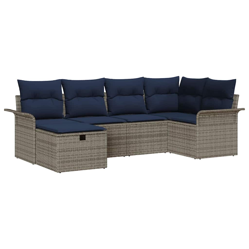 vidaXL Zestaw Sof na Ogród z poduszką 6 pcs Polirattan