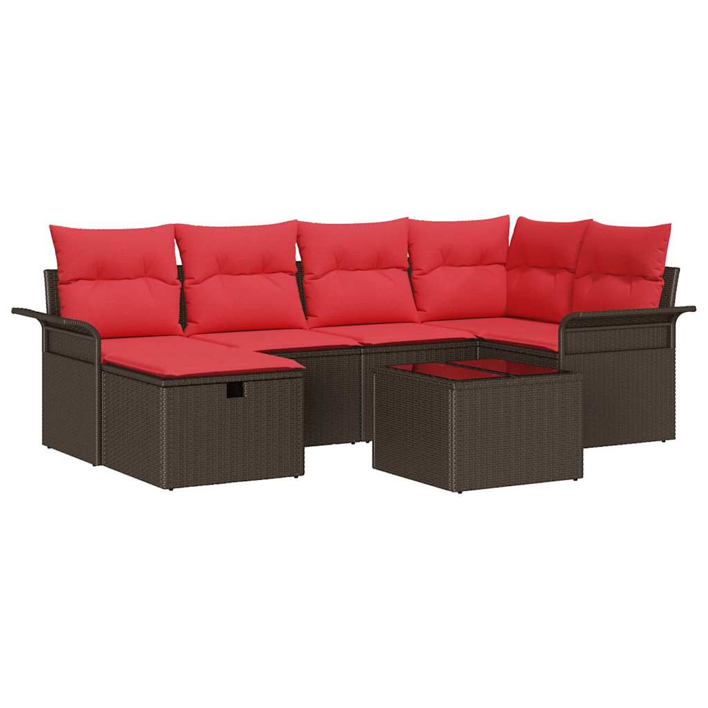 vidaXL Zestaw Sof na Ogród z poduszką 7 pcs Polirattan