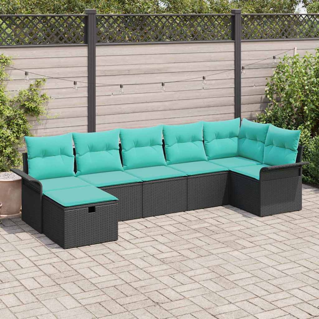 vidaXL Zestaw Sof na Ogród z poduszką 7 pcs Polirattan