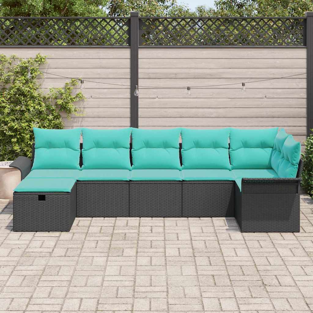 vidaXL Zestaw Sof na Ogród z poduszką 7 pcs Polirattan