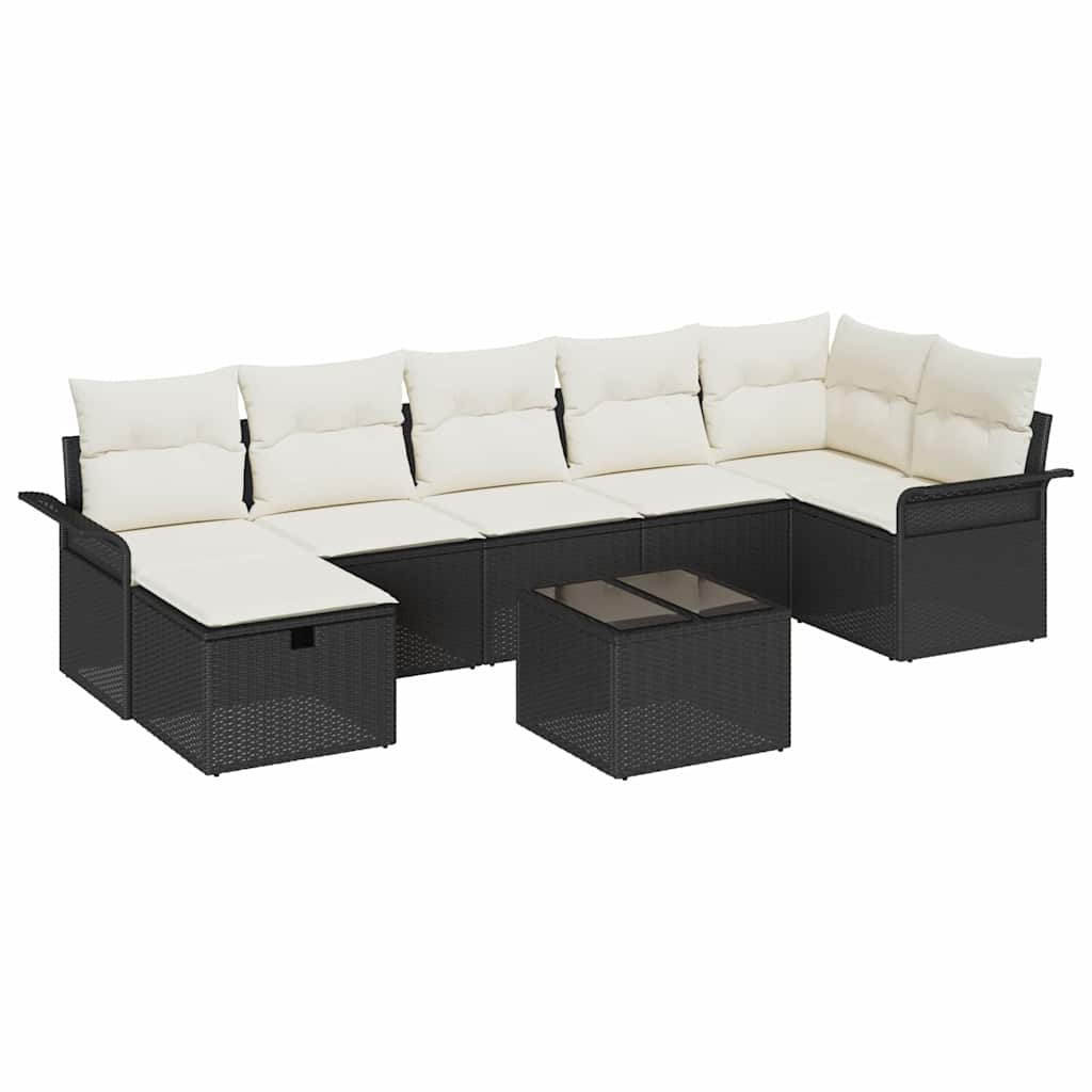 vidaXL Zestaw Sof na Ogród z poduszką 8 pcs Czarny Polirattan