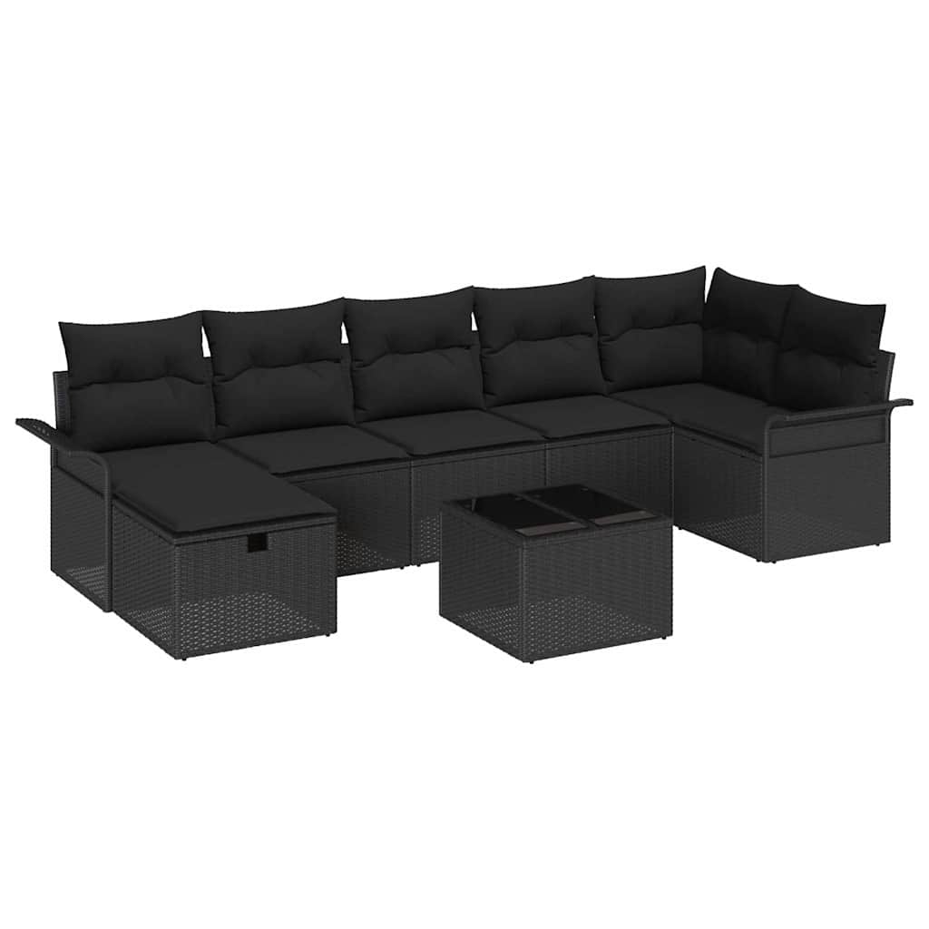 vidaXL Zestaw Sof na Ogród z poduszką 8 pcs Czarny Polirattan