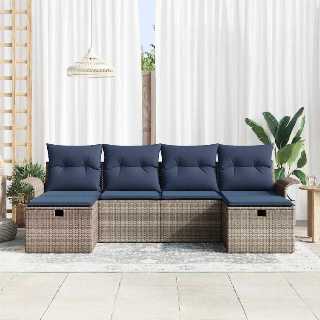 vidaXL Zestaw Sof na Ogród z poduszką 6 pcs Polirattan