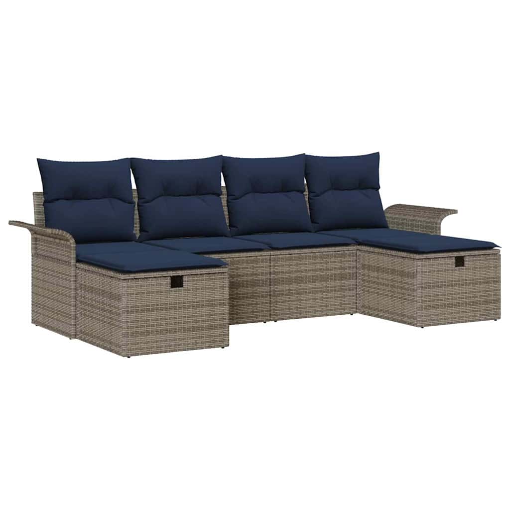 vidaXL Zestaw Sof na Ogród z poduszką 6 pcs Polirattan