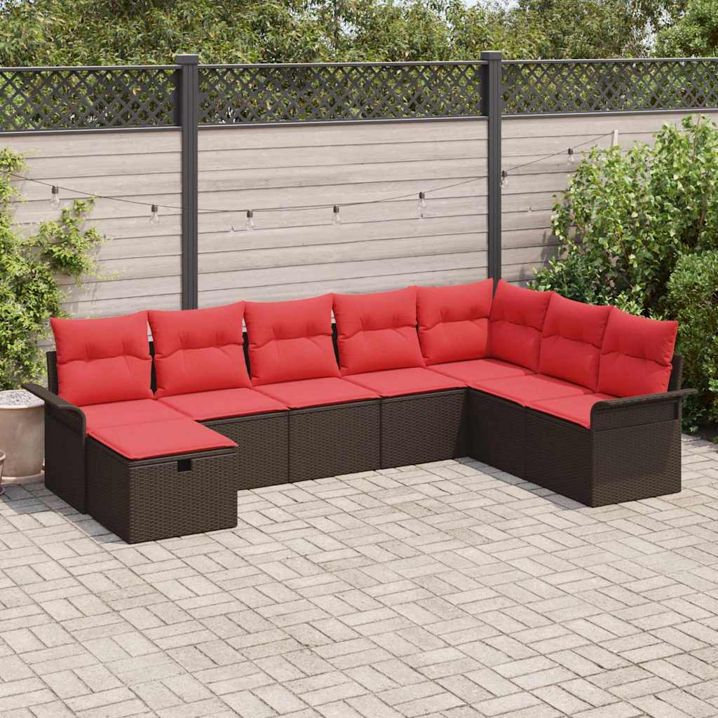 vidaXL Zestaw Sof na Ogród z poduszką 8 pcs Polirattan