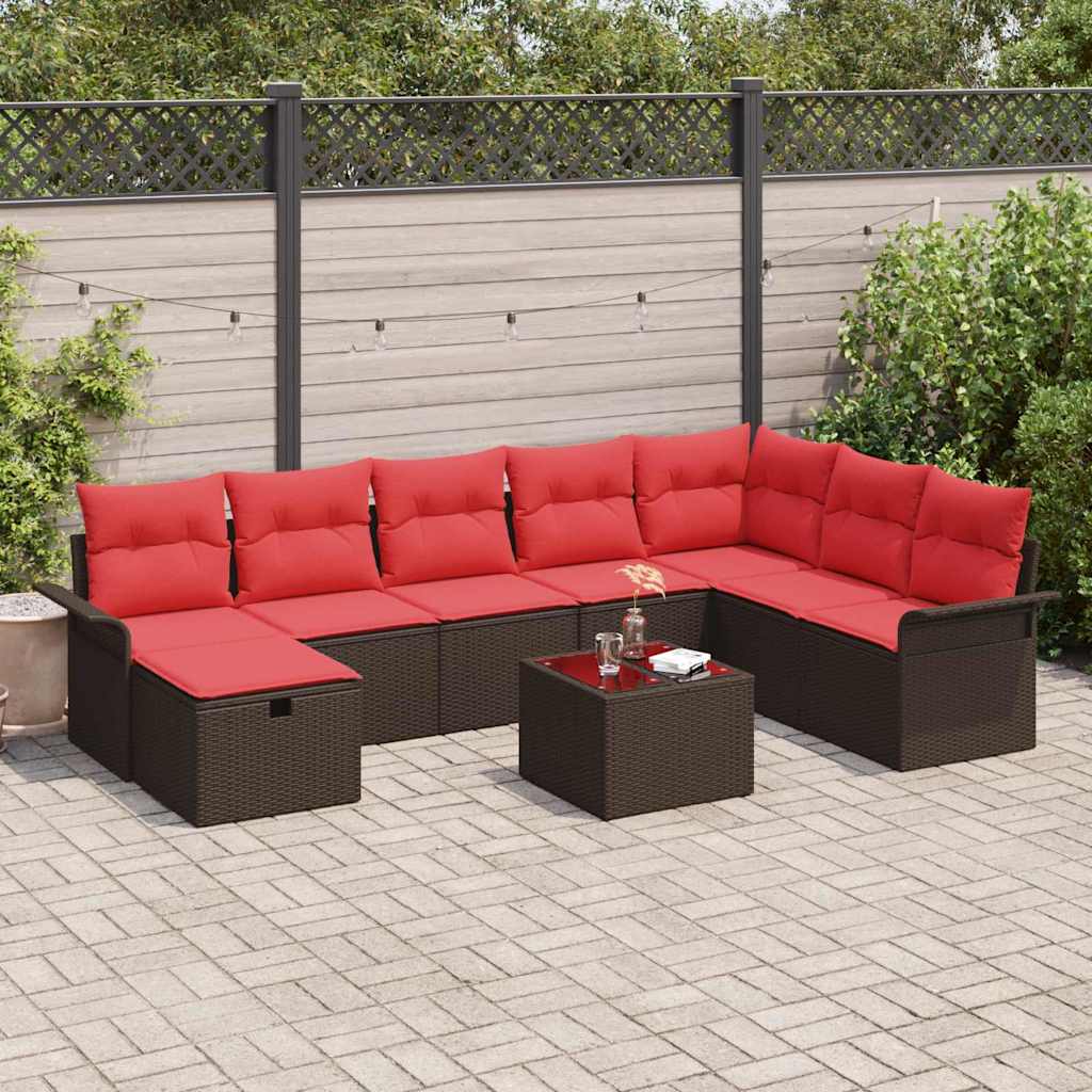 vidaXL Zestaw Sof na Ogród z poduszką 9 pcs Polirattan