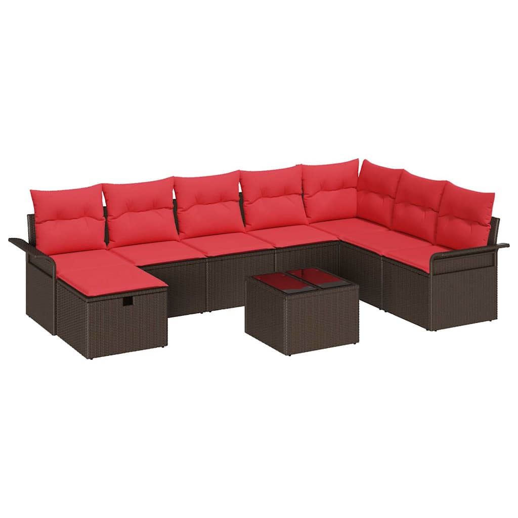 vidaXL Zestaw Sof na Ogród z poduszką 9 pcs Polirattan