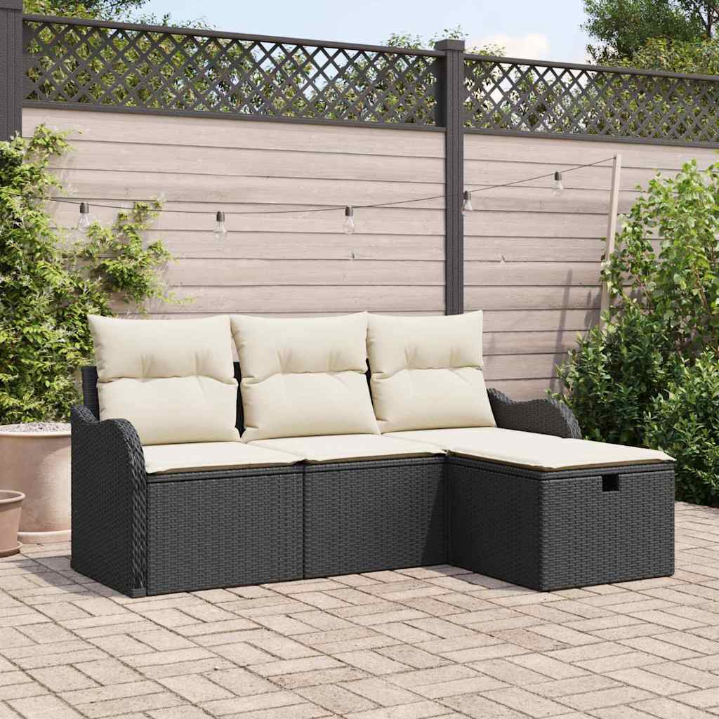 vidaXL Zestaw Sof na Ogród z poduszką 4 pcs Polirattan