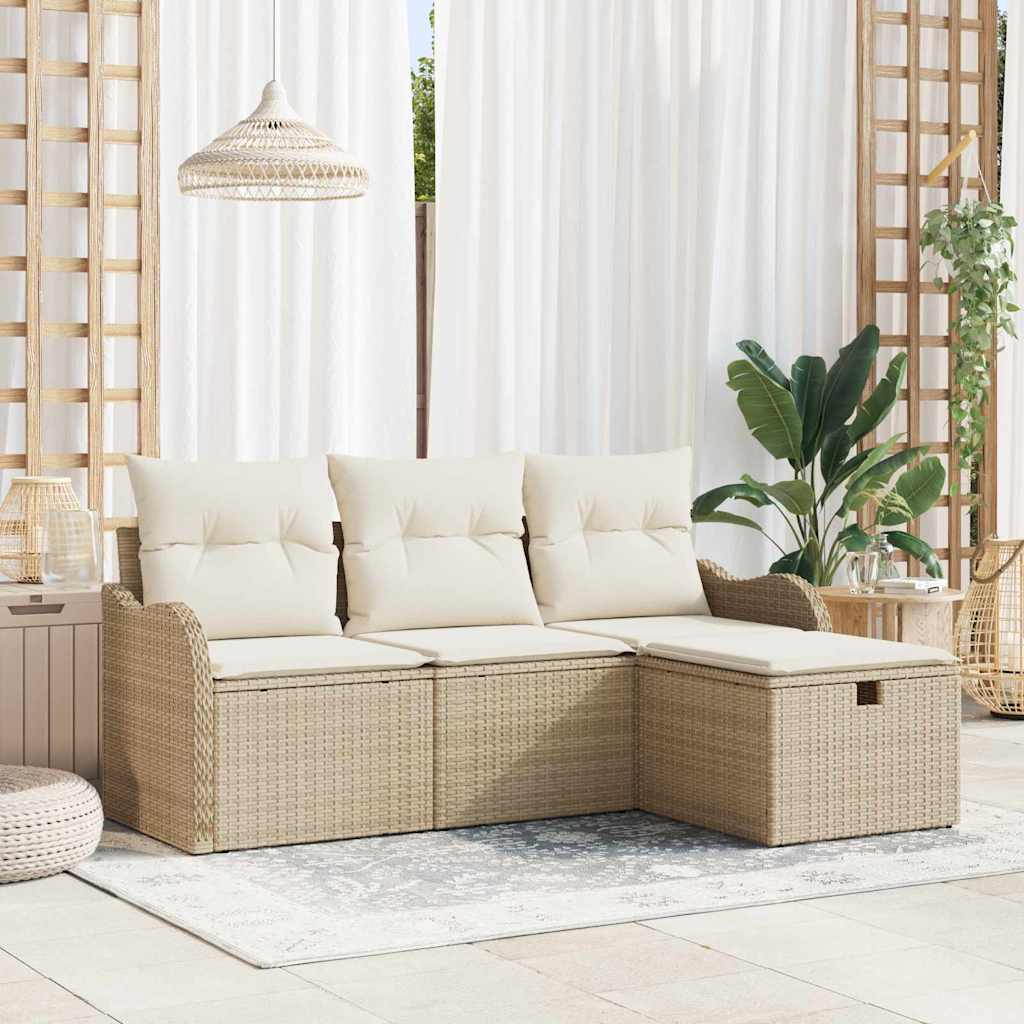 vidaXL Zestaw Sof na Ogród z poduszką 4 pcs Polirattan