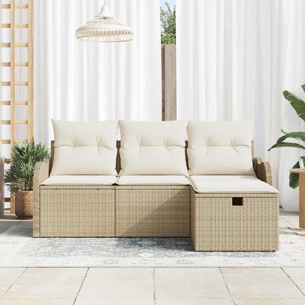 vidaXL Zestaw Sof na Ogród z poduszką 4 pcs Polirattan