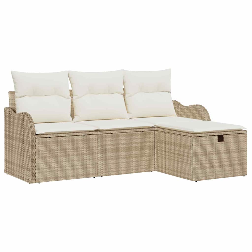 vidaXL Zestaw Sof na Ogród z poduszką 4 pcs Polirattan