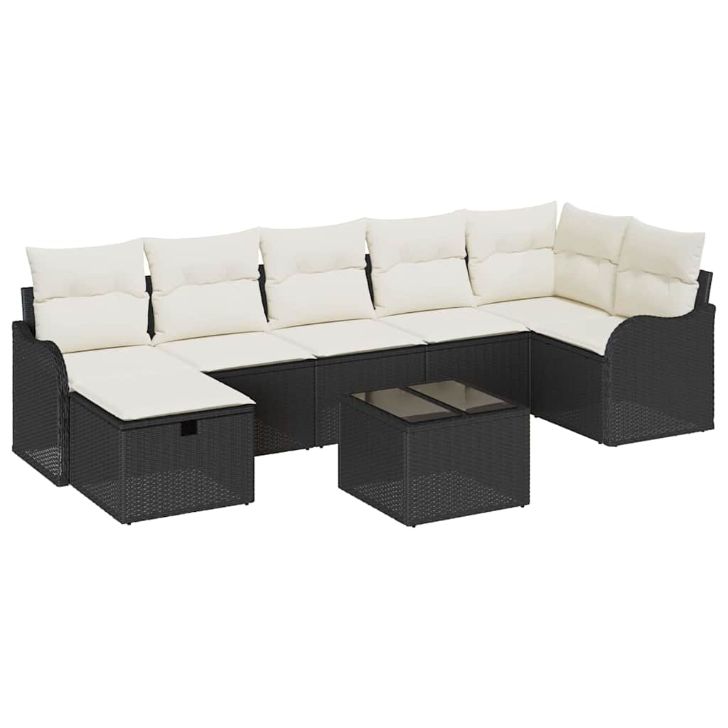 vidaXL Zestaw Sof na Ogród z poduszką 8 pcs Czarny Polirattan