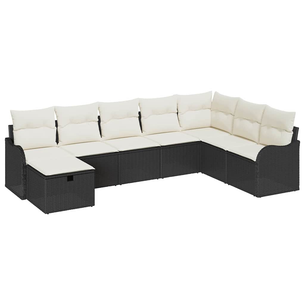 vidaXL Zestaw Sof na Ogród z poduszką 8 pcs Czarny Polirattan