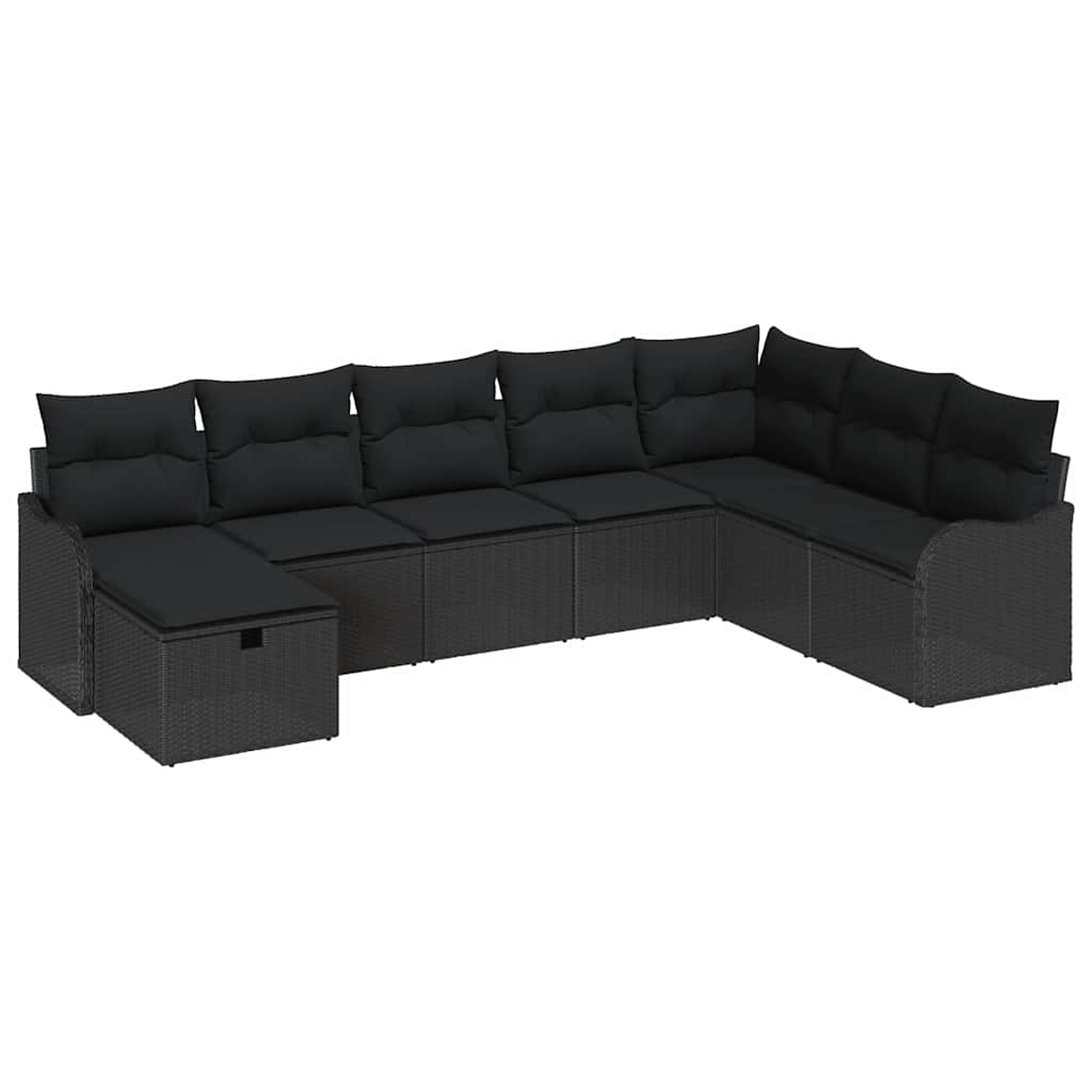 vidaXL Zestaw Sof na Ogród z poduszką 8 pcs Czarny Polirattan