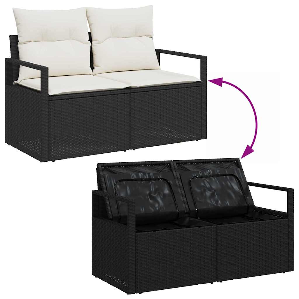 vidaXL Zestaw Sof na Ogród z poduszką 7 pcs Czarny polirattan
