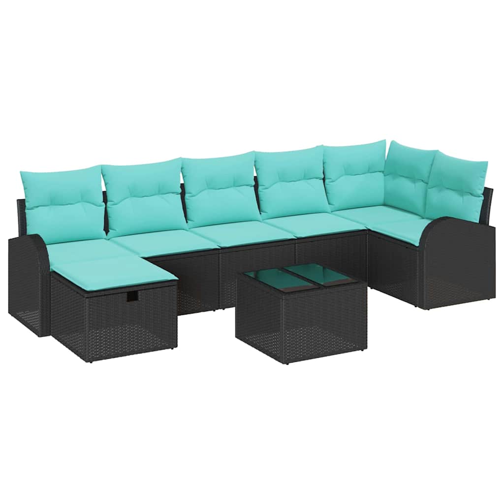 vidaXL Zestaw Sof na Ogród z poduszką 8 pcs Czarny Polirattan