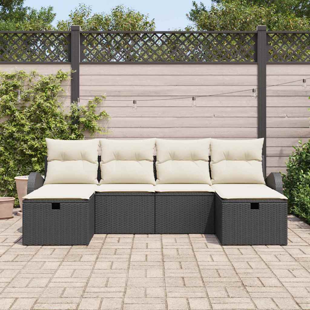 vidaXL Zestaw Sof na Ogród z poduszką 6 pcs Czarny Polirattan