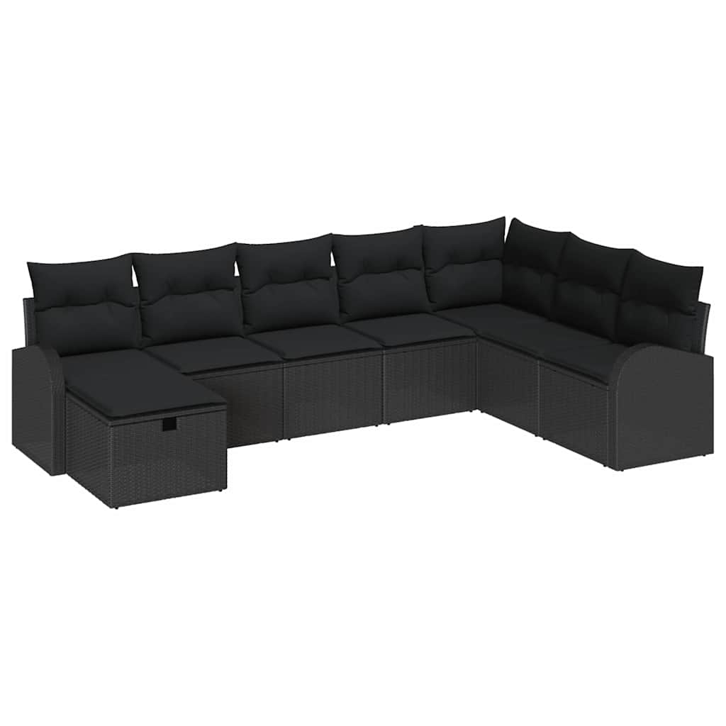 vidaXL Zestaw Sof na Ogród z poduszką 8 pcs Czarny Polirattan