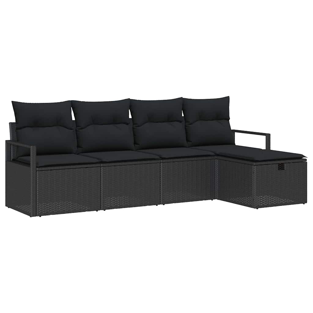 vidaXL Zestaw Sof na Ogród z poduszką 5 pcs Czarny Polirattan