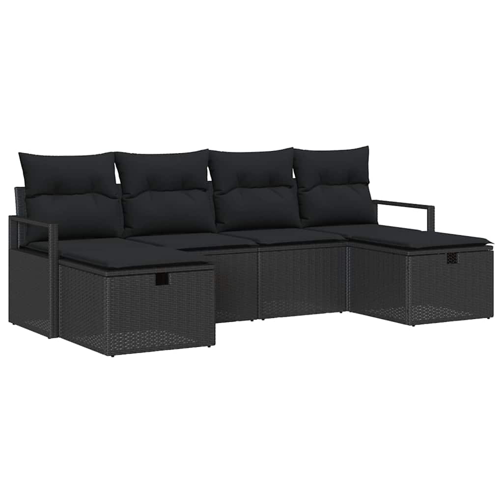 vidaXL Zestaw Sof z poduszką 5 pcs polirattan