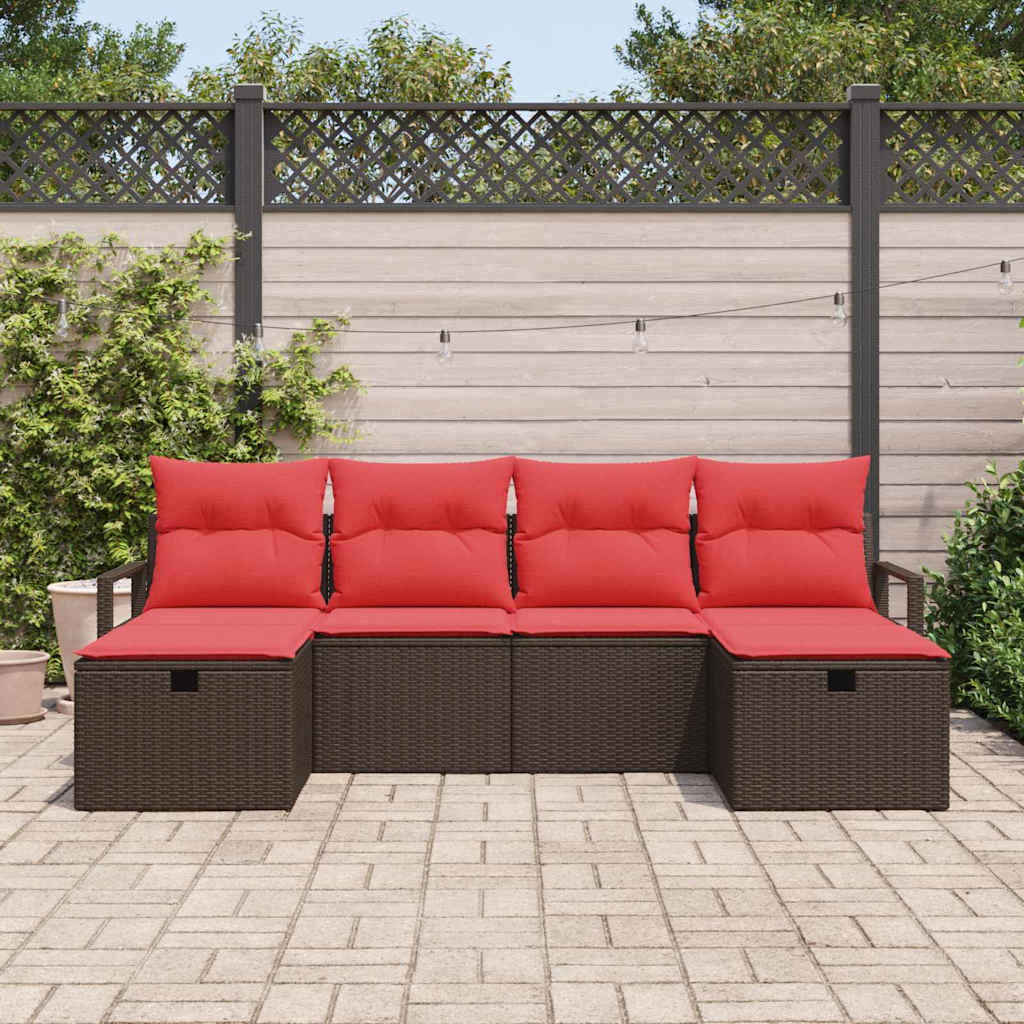 vidaXL Zestaw Sof z poduszką 5 pcs polirattan