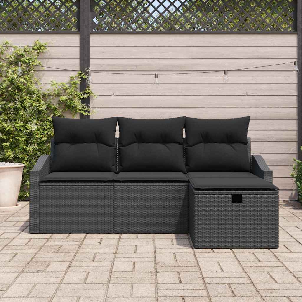 vidaXL Zestaw Sof z poduszką 4 pcs polirattan
